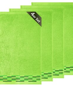 Lashuma Grüne Gästehandtücher 30x50 cm, Lugano WC Handtuchset für Gäste 4 Stück