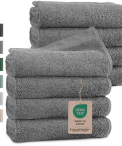 Hausfelder Handtücher 8er-Set 50 x 100 cm – Premium 500 g/m², 100% Baumwolle, Öko‑Tex® zertifiziert, Grau