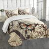 ABAKUHAUS Schmetterlinge Tagesdecke Set Orange Schwarz Creme