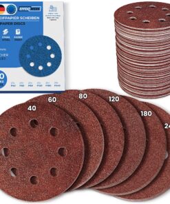 EffektWerk Schleifscheiben für Profis (120er-Pack, 8 Löcher), 125 mm Schleifpapier mit vielen Körnungen (40, 60, 80, 120