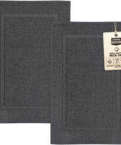Utopia Towels - 100% Baumwolle Frottee Waschbare Badteppich (Grau) - 53 x 86 cm - OEKO-TEX MADE IN GREEN