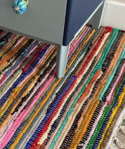 Second Nature Online - Shanti Mehrfarbiger Teppich | Handgewebt, umweltfreundlich, 100% recycelter Stoff | Ethische Herk