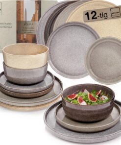 SÄNGER Kairo Tafelservice 12 Teilig für 4 Personen | Mehrfarbiges Geschirrset mit Tiefentellern | VALUE COLLECTION