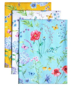Maison d' Hermine Just Florals 100% Baumwolle Bar Handtücher für Frühling/Sommer - Set von 3 Multi-Purpose Küchenhandtüc