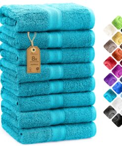 NatureMark 8‑teiliges Handtuch‑Set – 100% Baumwolle, extra saugfähig & langlebig, Türkis