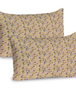 ABAKUHAUS Bunter Kissenbezug für romantische Dekoration, Retro Gekritzel Blumenmotiv, 80x40 cm, Mehrfarbig