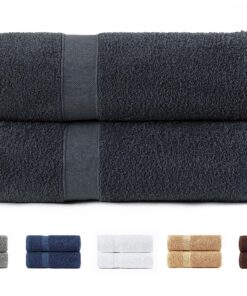 Todocama 2 große Badetücher, extra weich und sehr saugfähig, für die entire Family, im Dunkelgrau, 100% Baumwolle, 550 g