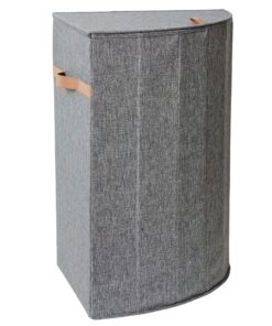 **Premium Wäschesammler mit Klapp-Deckel - Grau - 40x40x60 cm - Verstärkt mit Holz** | **Eckiger Wäschekorb mit Deckel