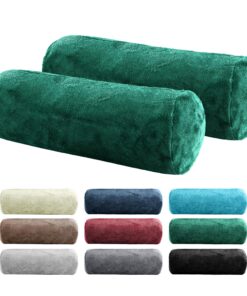 BaSaTex 2er Pack Dunkelgrün Nackenrolle Kissenbezug 15x40 Cashmere Touch | Eco-Tex Zertifiziert | 100% Mikrofaser Plüsch