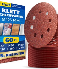 S&R Klett Schleifpapier Set 125 mm Meister 8 Löcher 60 St zuverlässige Haftung für Exzenterschleifer
