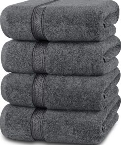Utopia 4er-Pack Badetücher, Premium 100% ringgesponnene Baumwolle, sehr saugfähig, weich Handtücher (Grau) OEKO-TEX OEKO